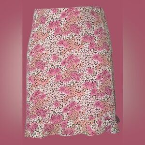 Kathie Lee Collection Womens Floral Ruffle Edge Circle Skirt Pink XLarge